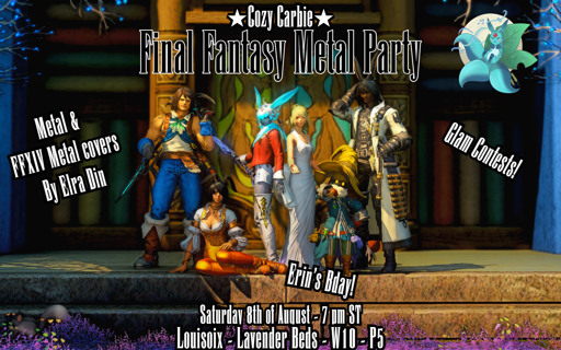 Event image for Cozy Carbie: Erin's Bday! Final Fantasy Glams! Metal & FFXIV Metal Covers! Glam Contests!