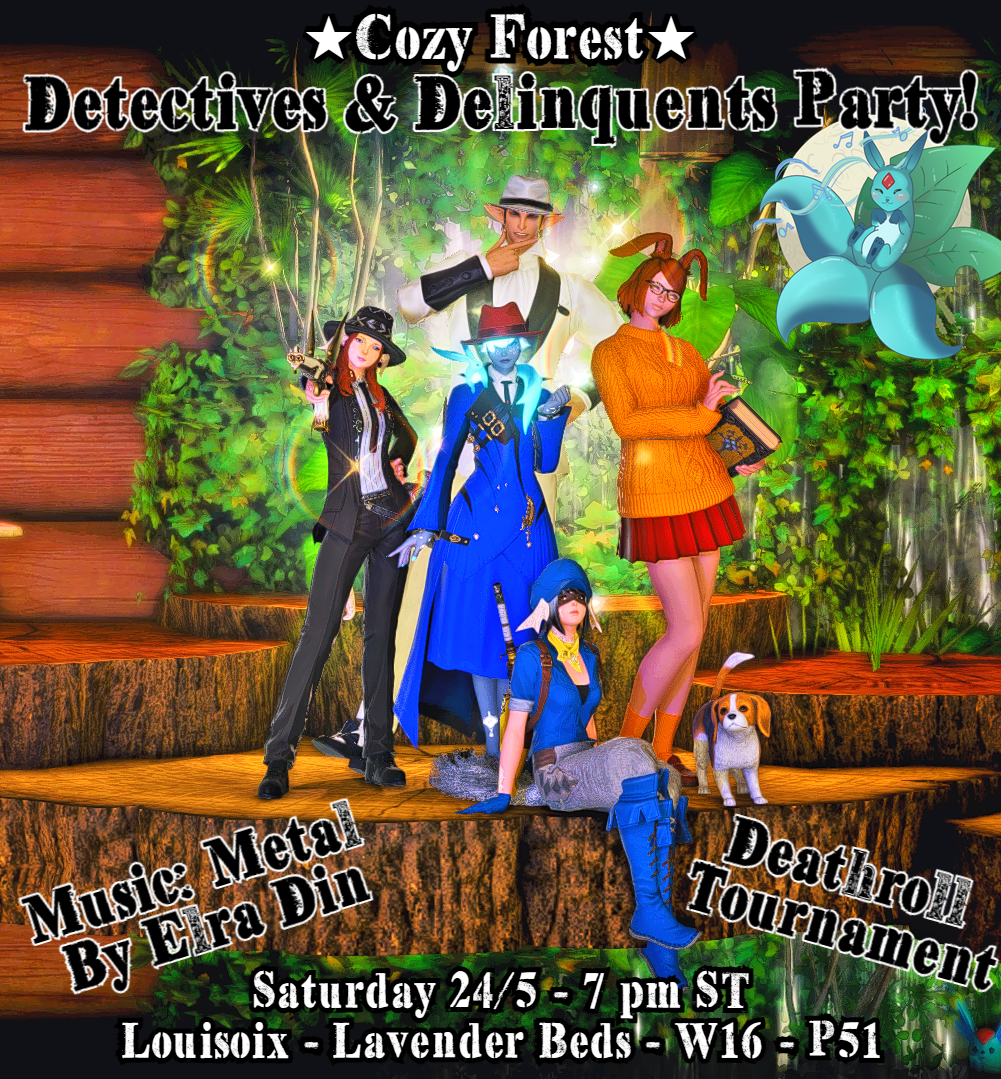 Event image for Cozy Forest: Detectives & Delinquents Party! Metal Music! Deathroll Tournament!
