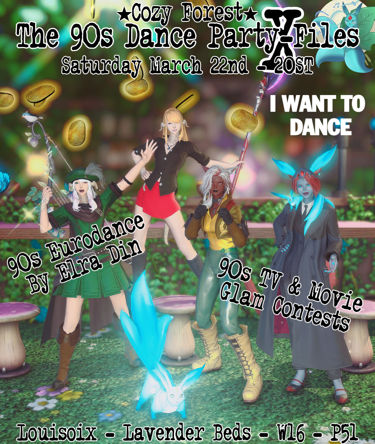 Event image for Cozy Forest - 90s Dance Party w. 90s TV/Movie Glam Contests 