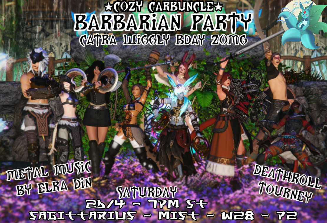 Event image for Cozy Carbuncle: Barbarian glams Metal Party w. Deathroll Tourney