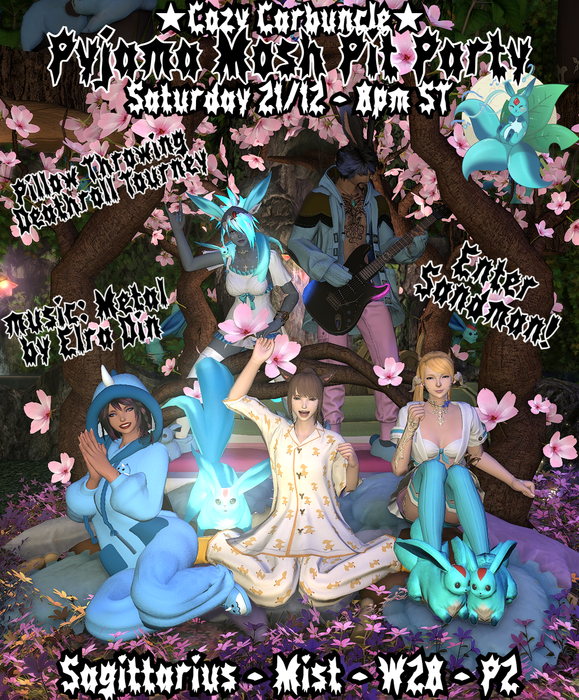 Event image for Pyjama Mosh Pit Party! Metal Music & Pillow (or Snowball???) Throwing Deathroll Tourney  @Cozy Carbuncle