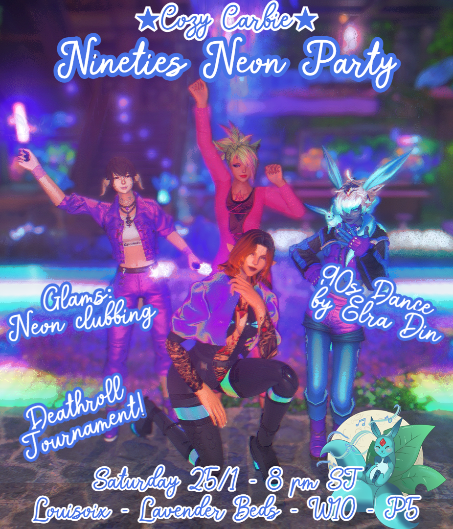 Event image for 90s Dance Party Neon Club Glams w. Deathroll Tourney @ Cozy Carbie