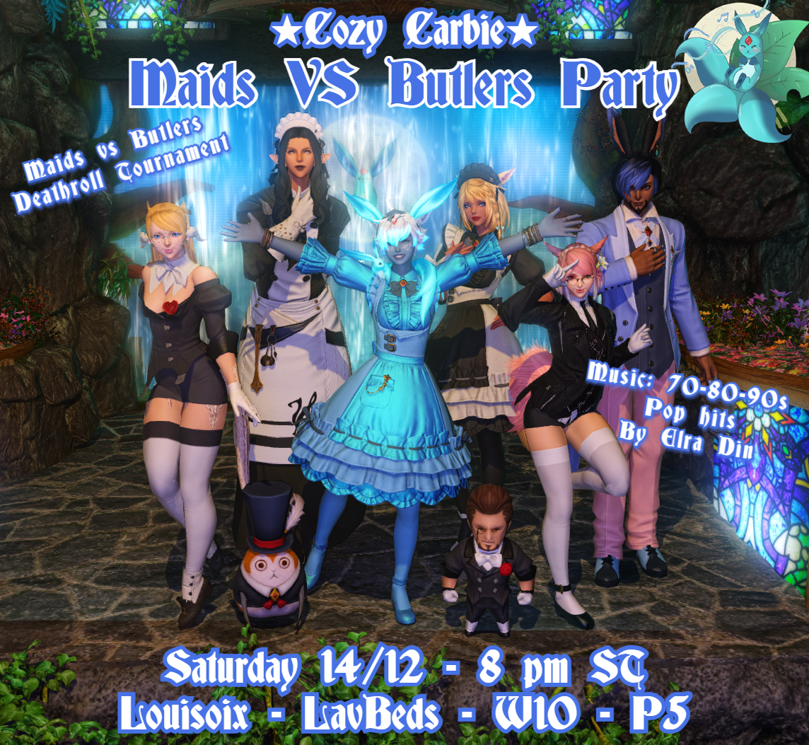 Event image for Maids vs Butlers 70-80-90s Pop Hits party w. Deathroll Tournament @ Cozy Carbie