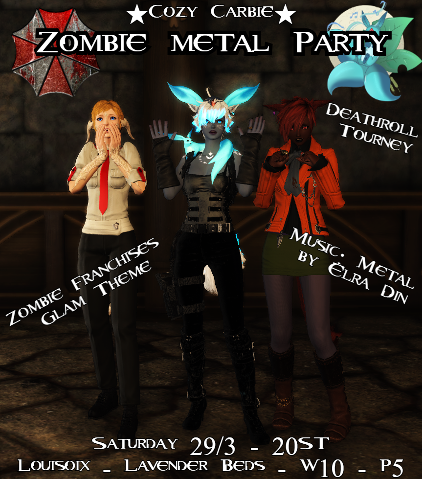 Event image for Cozy Carbie: Zombie Metal Party! Deathroll Tourney! Zombie franchises Glams!